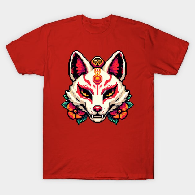 Kitsune Mask Japanese T-Shirt by PXLART